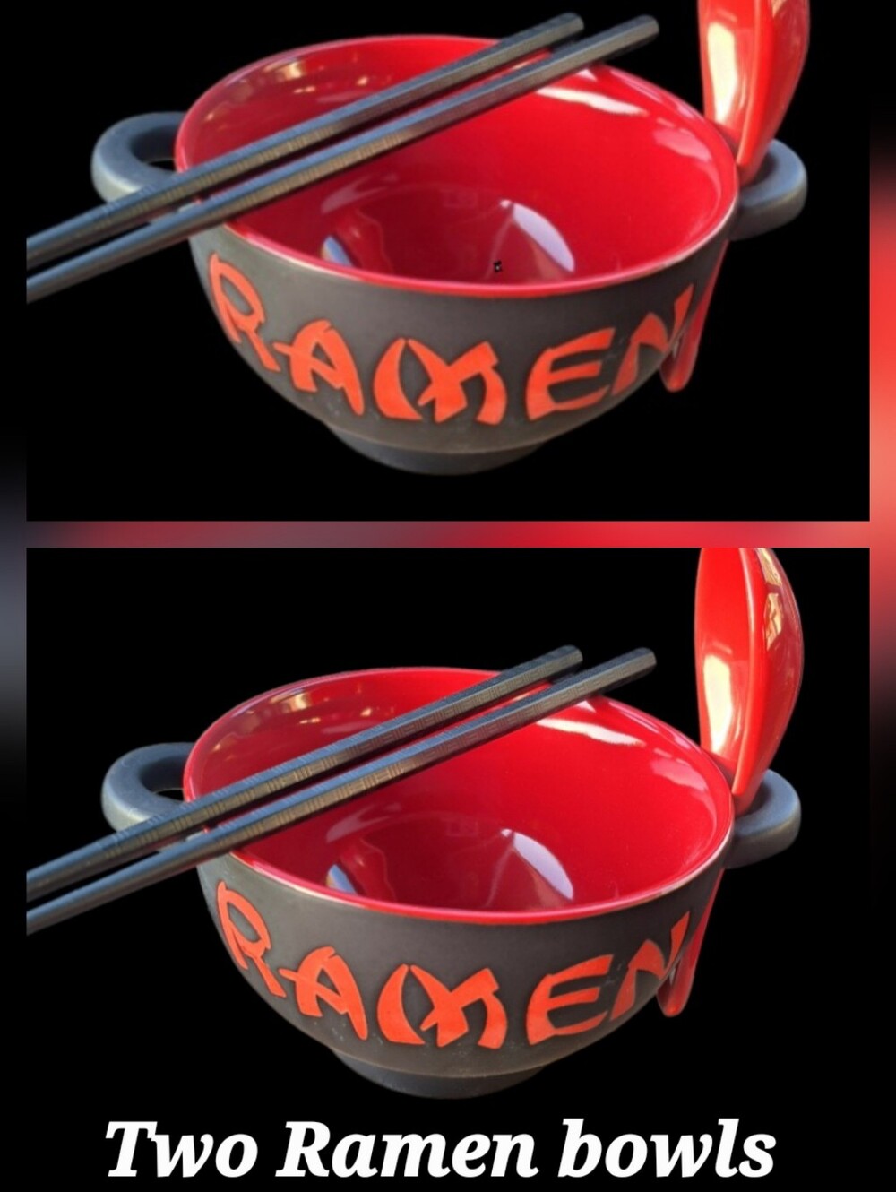 Red Interior Ramen Bowl Set